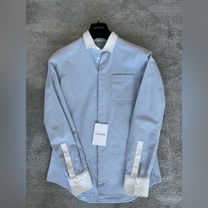 Valentino Men’s Light Blue Woven Dress Shirt - Size: EU 39 - US 15.5”